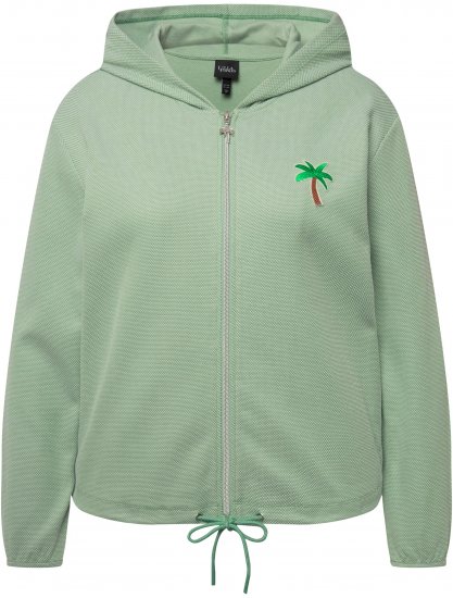 Ulla Popken Drawstring Hem Zip-Up Hoodie Light Green - Megztiniai ir džemperiai - 