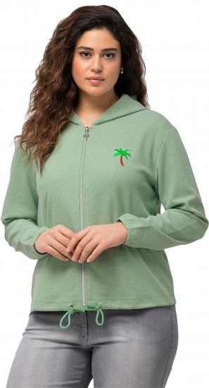 Ulla Popken Drawstring Hem Zip-Up Hoodie Light Green - Megztiniai ir džemperiai - 