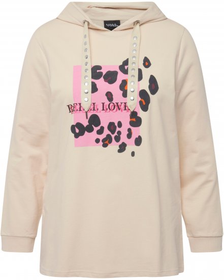 Ulla Popken REBEL LOVE Long Sleeve Graphic Hoodie Vanilla - Megztiniai ir džemperiai - 