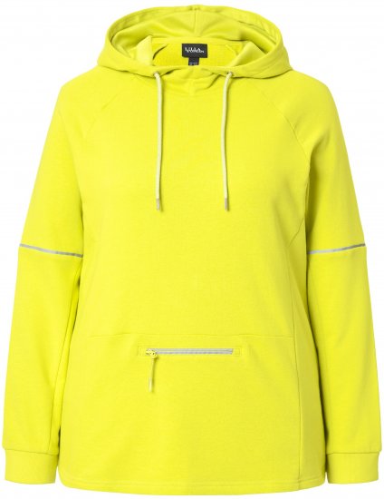 Ulla Popken Zippered Pocket and Reflective Piping Hoodie Green Apple - Megztiniai ir džemperiai - 