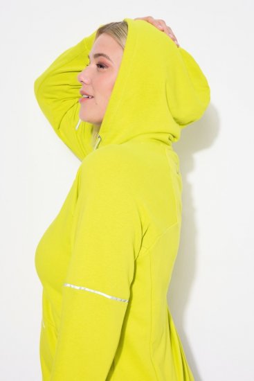 Ulla Popken Zippered Pocket and Reflective Piping Hoodie Green Apple - Megztiniai ir džemperiai - Jaukūs džemperiai ir megztiniai