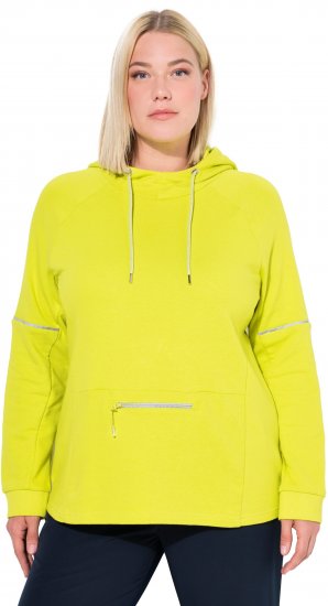 Ulla Popken Zippered Pocket and Reflective Piping Hoodie Green Apple - Megztiniai ir džemperiai - 