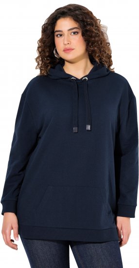 Ulla Popken Back Print Kangaroo Pocket Hoodie Navy - Megztiniai ir džemperiai - 