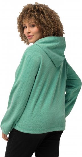 Ulla Popken Drawstring Hem Two-Tone Knit Hoodie Emerald Green - Megztiniai ir džemperiai - 