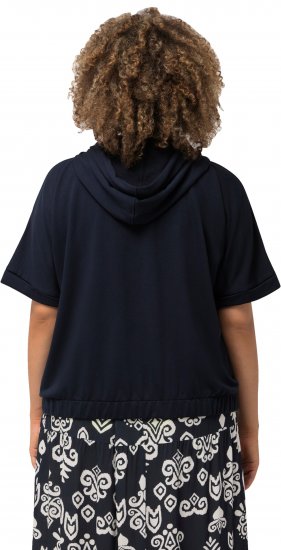 Ulla Popken Short Sleeve Zip-Up Hoodie Navy - Megztiniai ir džemperiai - 