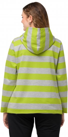 Ulla Popken Mixed Stripe Long Sleeve Hoodie Apple Green - Megztiniai ir džemperiai - 