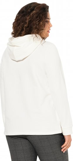 Ulla Popken Face Graphic Long Sleeve Hoodie Off-White - Megztiniai ir džemperiai - 