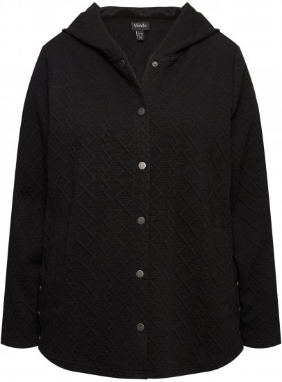 Ulla Popken Cable Knit Long Sleeve Hoodie Black - Megztiniai ir džemperiai - 