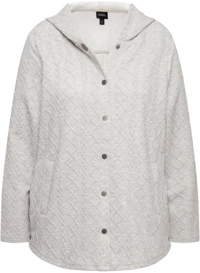 Ulla Popken Cable Knit Long Sleeve Hoodie Light Grey Melange - Megztiniai ir džemperiai - 