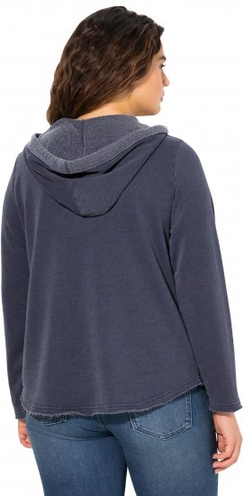 Ulla Popken Open Edged Long Sleeve V-Neck Hoodie Navy - Megztiniai ir džemperiai - 