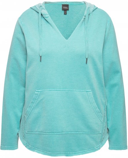 Ulla Popken Open Edged Long Sleeve V-Neck Hoodie Mint Green - Megztiniai ir džemperiai - 