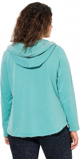 Ulla Popken Open Edged Long Sleeve V-Neck Hoodie Mint Green - Megztiniai ir džemperiai - 