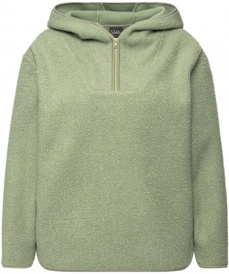 Ulla Popken Teddy Plush Long Sleeve Hoodie Sage Green - Megztiniai ir džemperiai - 