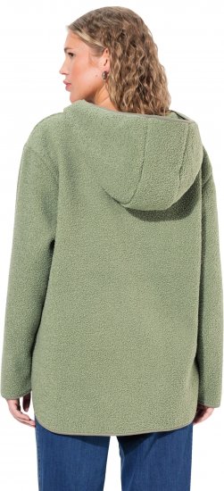 Ulla Popken Teddy Plush Long Sleeve Hoodie Sage Green - Megztiniai ir džemperiai - 