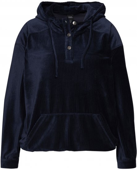 Ulla Popken Corduroy Hoodie Navy - Megztiniai ir džemperiai - 