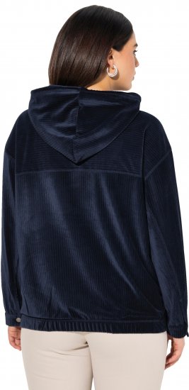 Ulla Popken Corduroy Hoodie Navy - Megztiniai ir džemperiai - 