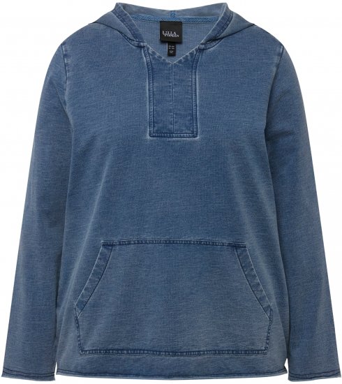 Ulla Popken Raw Hem Long Sleeve Hoodie Night Blue - Megztiniai ir džemperiai - 