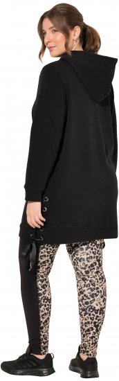 Ulla Popken Longline Lace Up Hoodie Black - Megztiniai ir džemperiai - 