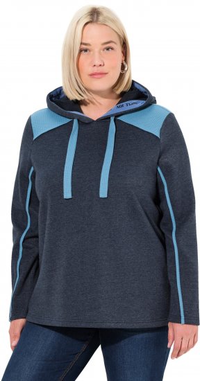 Ulla Popken Waffle Pique Contrast Color Hoodie Navy - Megztiniai ir džemperiai - 