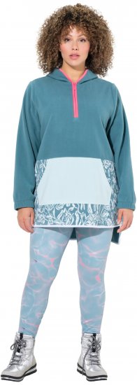 Ulla Popken Floral Detail Fleece Hoodie Ice Green - Megztiniai ir džemperiai - 