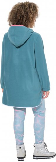 Ulla Popken Floral Detail Fleece Hoodie Ice Green - Megztiniai ir džemperiai - 