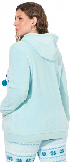 Ulla Popken Plush Alpine Striped Motif Loungewear Hoodie Baby Blue - Megztiniai ir džemperiai - 