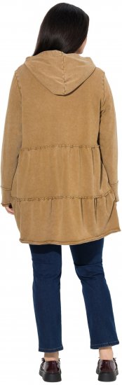 Ulla Popken Tiered Flounce Panel Zip Up Hoodie Mocha Brown - Megztiniai ir džemperiai - 