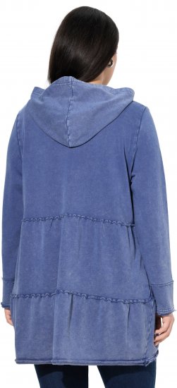 Ulla Popken Tiered Flounce Panel Zip Up Hoodie Atlantic Blue - Megztiniai ir džemperiai - 