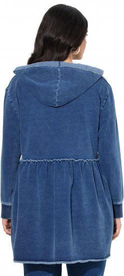 Ulla Popken Indigo Dyed Flounce Panel Hoodie Blue - Megztiniai ir džemperiai - 