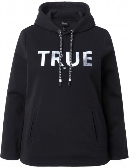 Ulla Popken TRUE Lettering Hoodie Black - Megztiniai ir džemperiai - 