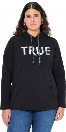 Ulla Popken TRUE Lettering Hoodie Black - Megztiniai ir džemperiai - 