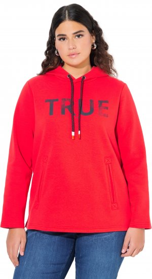 Ulla Popken TRUE Lettering Hoodie Neon Red - Megztiniai ir džemperiai - 