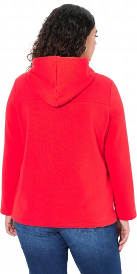Ulla Popken TRUE Lettering Hoodie Neon Red - Megztiniai ir džemperiai - 
