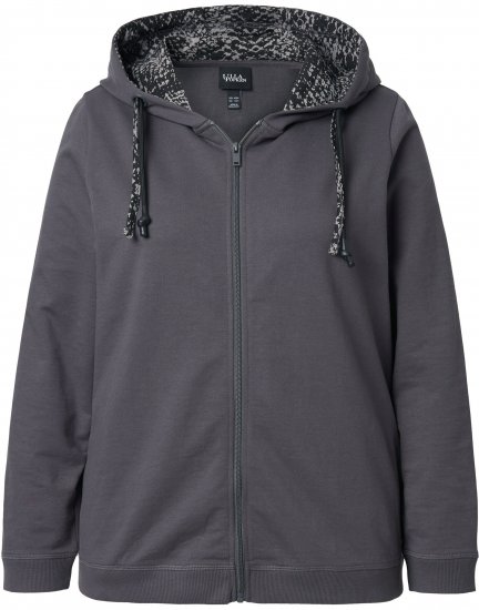Ulla Popken Snake Detail Zip-Up Hoodie Graphite Grey - Megztiniai ir džemperiai - 
