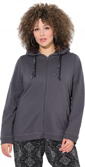 Ulla Popken Snake Detail Zip-Up Hoodie Graphite Grey - Megztiniai ir džemperiai - 