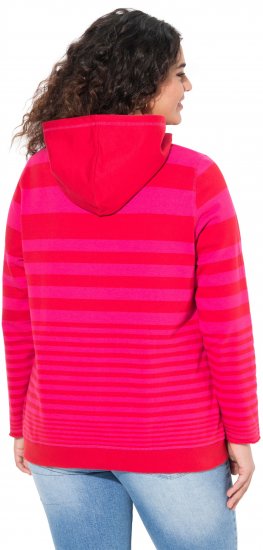 Ulla Popken Oversized Striped Long Sleeve Hoodie Lychee - Megztiniai ir džemperiai - 