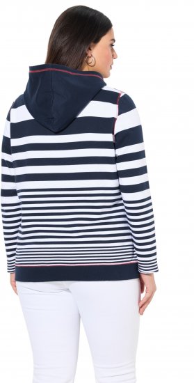 Ulla Popken Oversized Striped Long Sleeve Hoodie Ink Blue - Megztiniai ir džemperiai - 