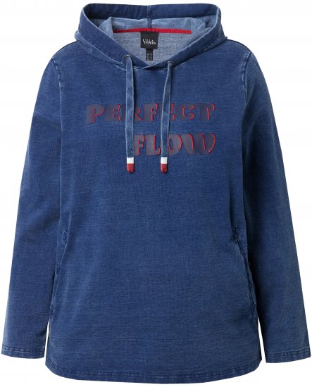 Ulla Popken Perfect Flow Embroidered Hoodie Indigo Denim - Megztiniai ir džemperiai - 