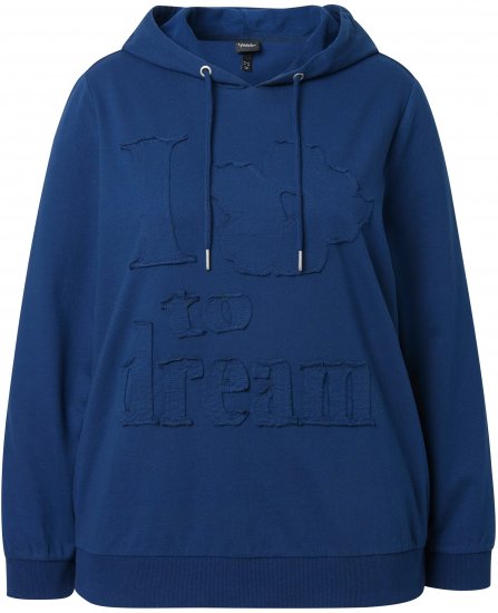 Ulla Popken Applique Lettering Hooded Sweatshirt Dark Blue - Megztiniai ir džemperiai - 