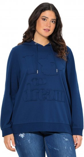Ulla Popken Applique Lettering Hooded Sweatshirt Dark Blue - Megztiniai ir džemperiai - 