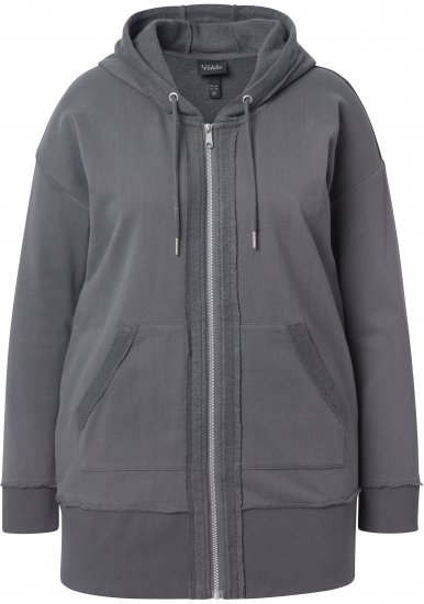 Ulla Popken Decorative Seam Zip-Up Hoodie Graphite Grey - Megztiniai ir džemperiai - 