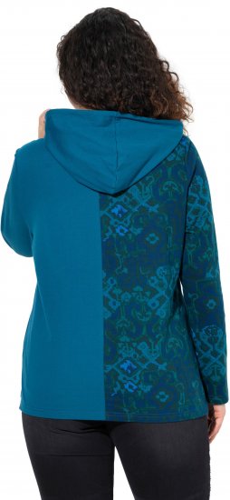 Ulla Popken Split Print LOVE Hoodie Teal - Megztiniai ir džemperiai - 