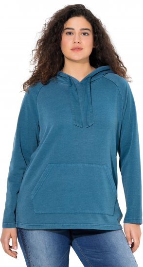 Ulla Popken Rhinestone Drawstring Moon Wash Hoodie Teal - Megztiniai ir džemperiai - 