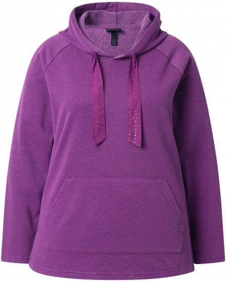 Ulla Popken Rhinestone Drawstring Moon Wash Hoodie Light Plum - Megztiniai ir džemperiai - 