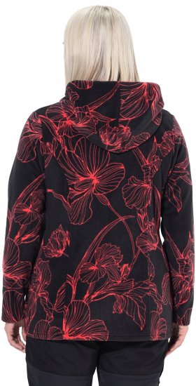 Ulla Popken Fleece Flower Print Zip-Up Hoodie Black - Megztiniai ir džemperiai - 