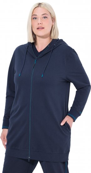 Ulla Popken Contrast Piping Zip-Up Hoodie Navy - Megztiniai ir džemperiai - 