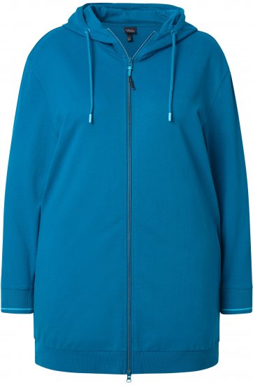 Ulla Popken Contrast Piping Zip-Up Hoodie Smoke Blue - Megztiniai ir džemperiai - 