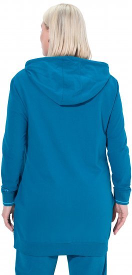 Ulla Popken Contrast Piping Zip-Up Hoodie Smoke Blue - Megztiniai ir džemperiai - 