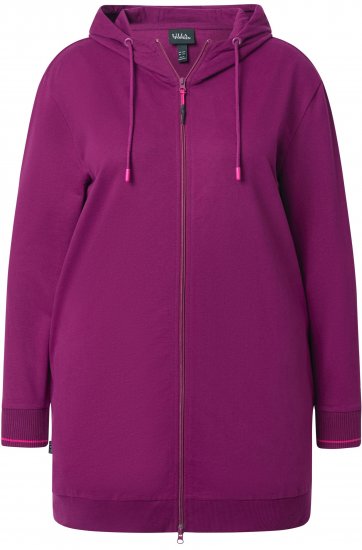 Ulla Popken Contrast Piping Zip-Up Hoodie Pink Berry - Megztiniai ir džemperiai - 