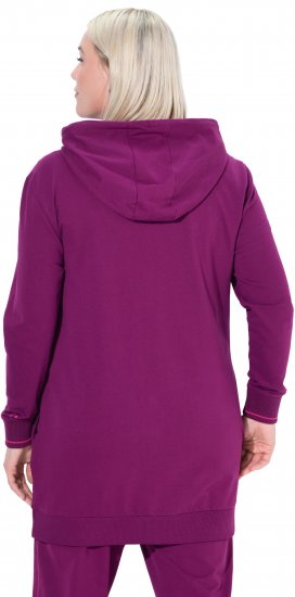 Ulla Popken Contrast Piping Zip-Up Hoodie Pink Berry - Megztiniai ir džemperiai - 